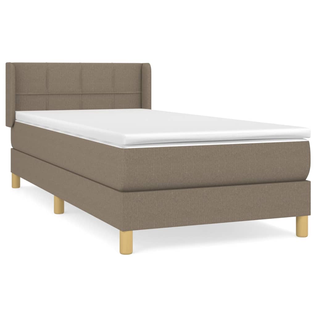 vidaXL Posteľný rám boxspring s matracom sivohnedý 90x190 cm látka