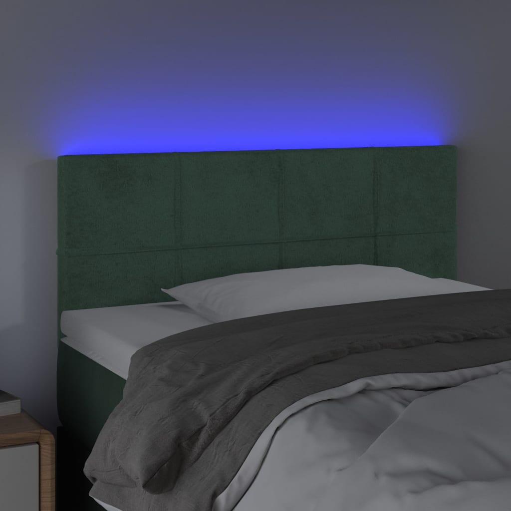 vidaXL Čelo postele s LED tmavozelené 80x5x78/88 cm zamat
