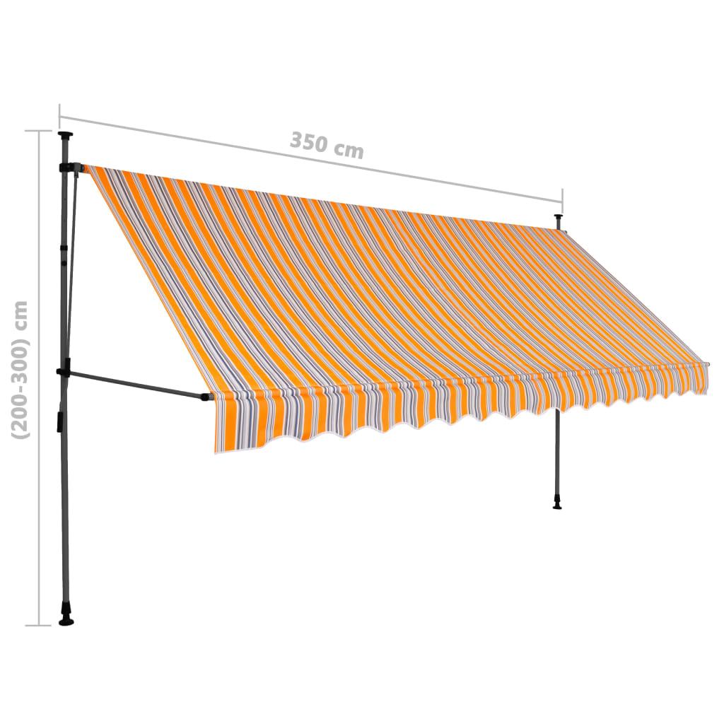 vidaXL Ručne zaťahovacia markíza s LED 350 cm, žlto modrá