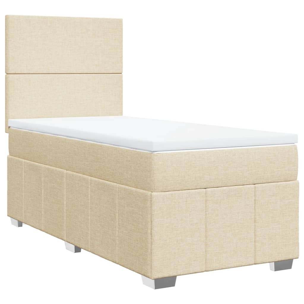 vidaXL Boxspring posteľ s matracom krémová 100x200 cm látka