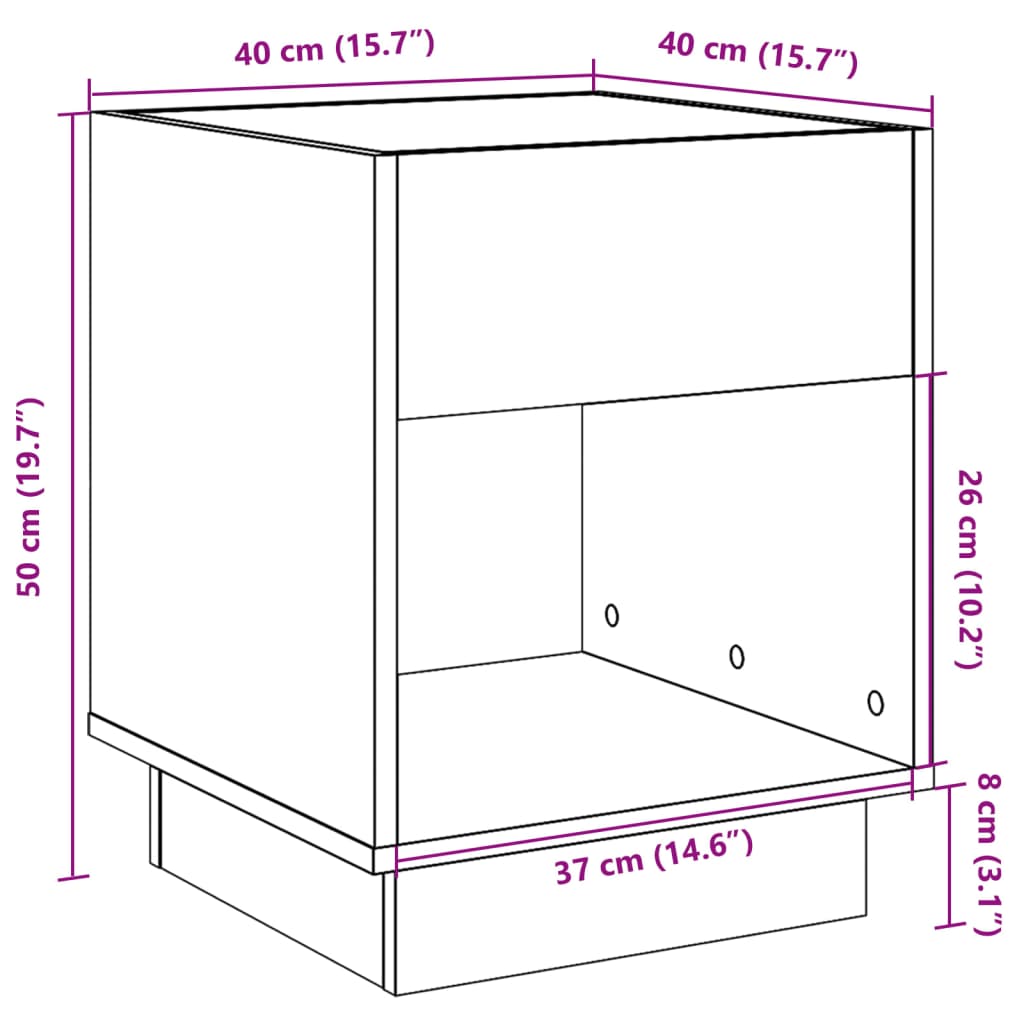 vidaXL Konferenčný stolík s nekonečnými LED sivý sonoma 40x40x50 cm