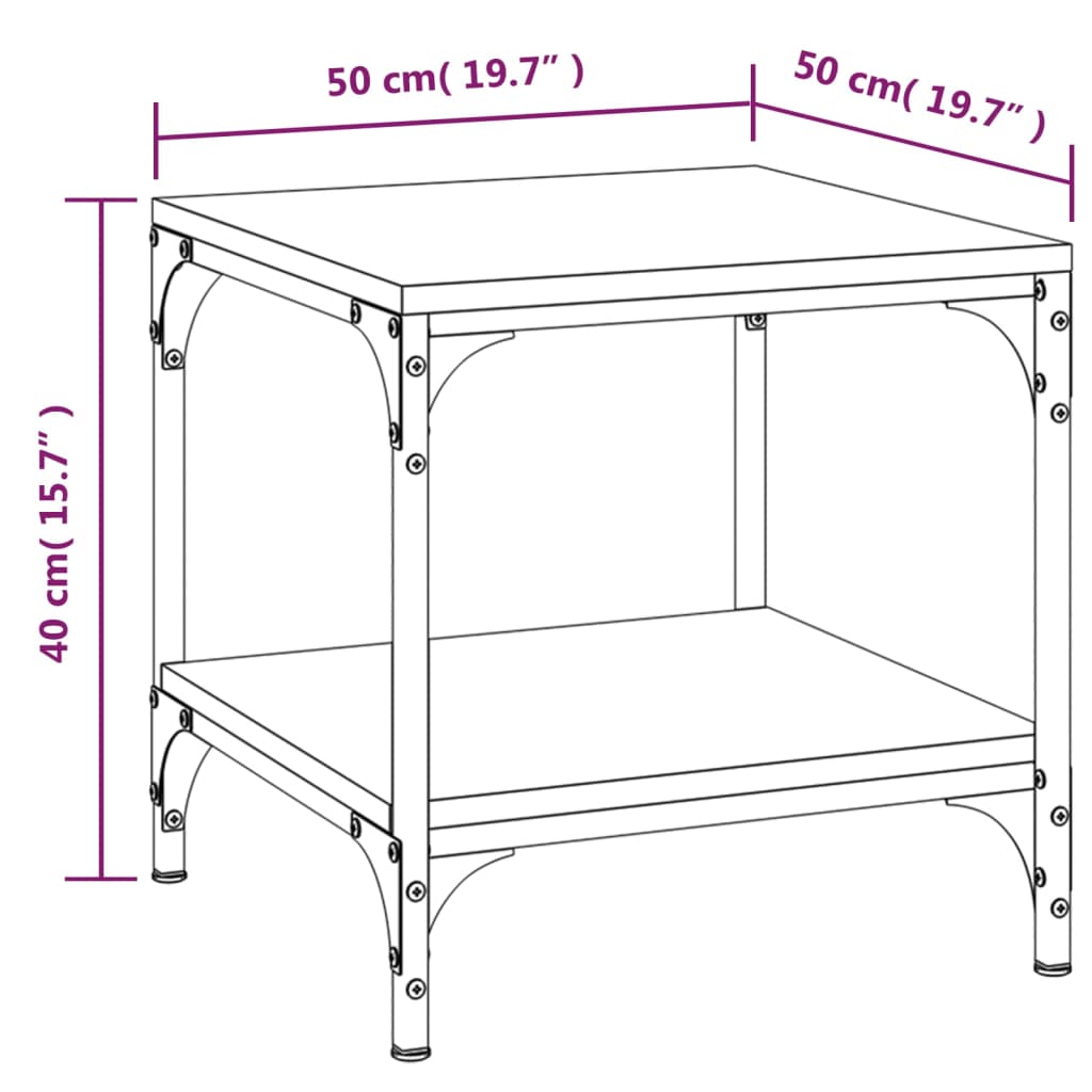 vidaXL Konferenčný stolík dymový dub 50x50x40 cm spracované drevo