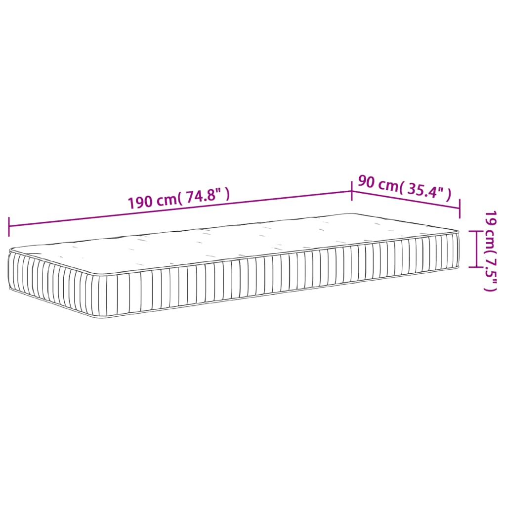 vidaXL Taštičkový pružinový matrac stredný 90x190 cm jednolôžko