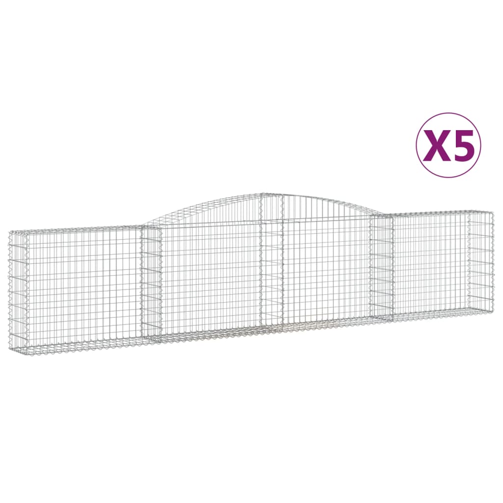 vidaXL Oblúkové gabionové koše 5 ks 400x30x80/100cm pozinkované železo