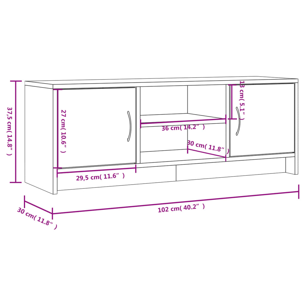 vidaXL TV skrinka biela 102x30x37,5 cm kompozitné drevo