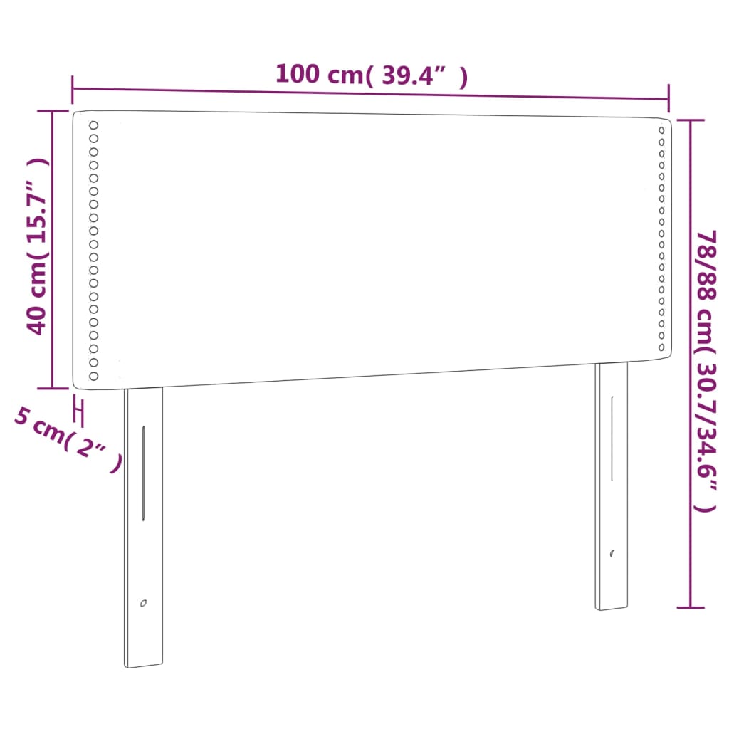 vidaXL Čelo postele s LED čierne 100x5x78/88 cm látka