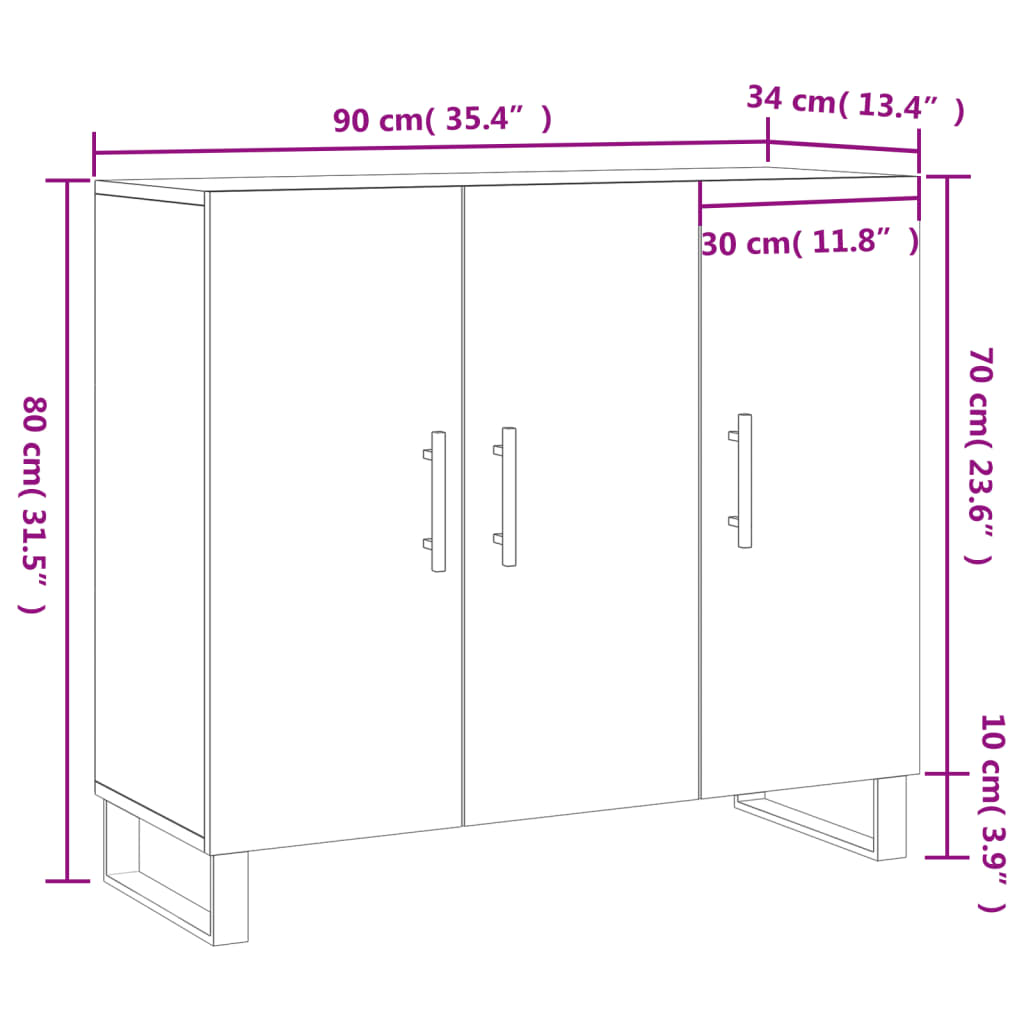 vidaXL Komoda hnedý dub 90x34x80 cm kompozitné drevo