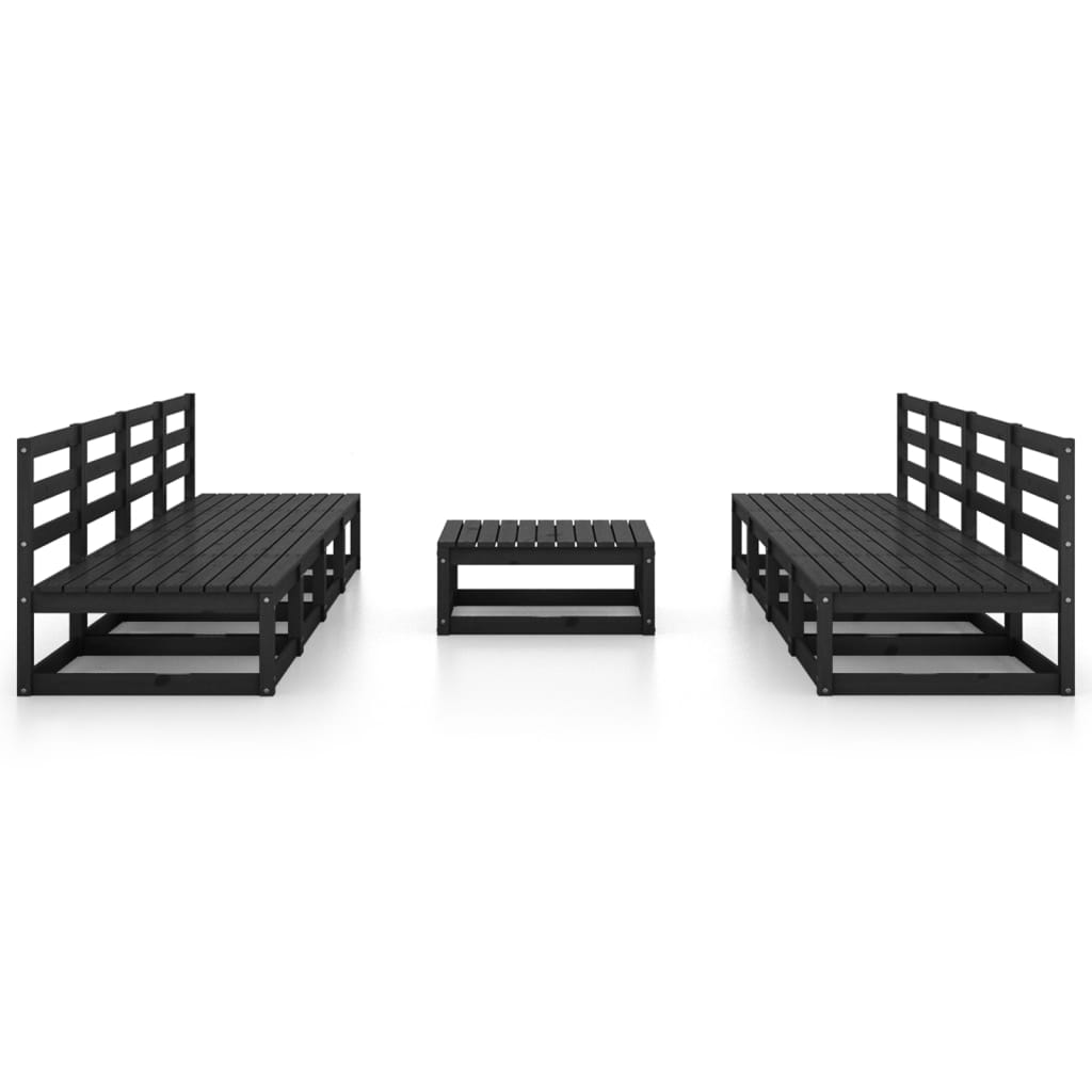 vidaXL 9-dielna záhradná sedacia súprava čierna masívna borovica
