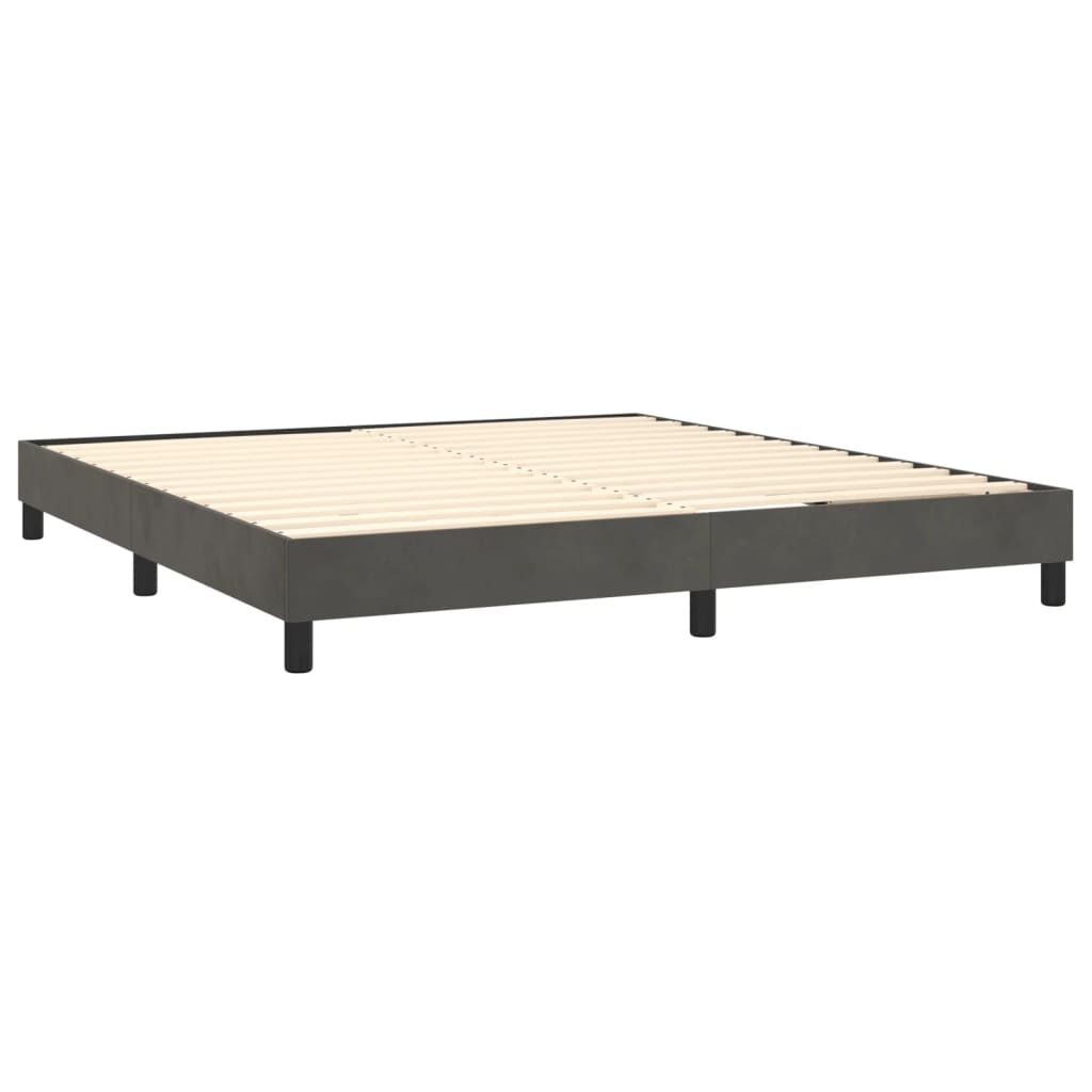 vidaXL Posteľný rám boxspring s matracom tmavosivý 180x200 cm zamat