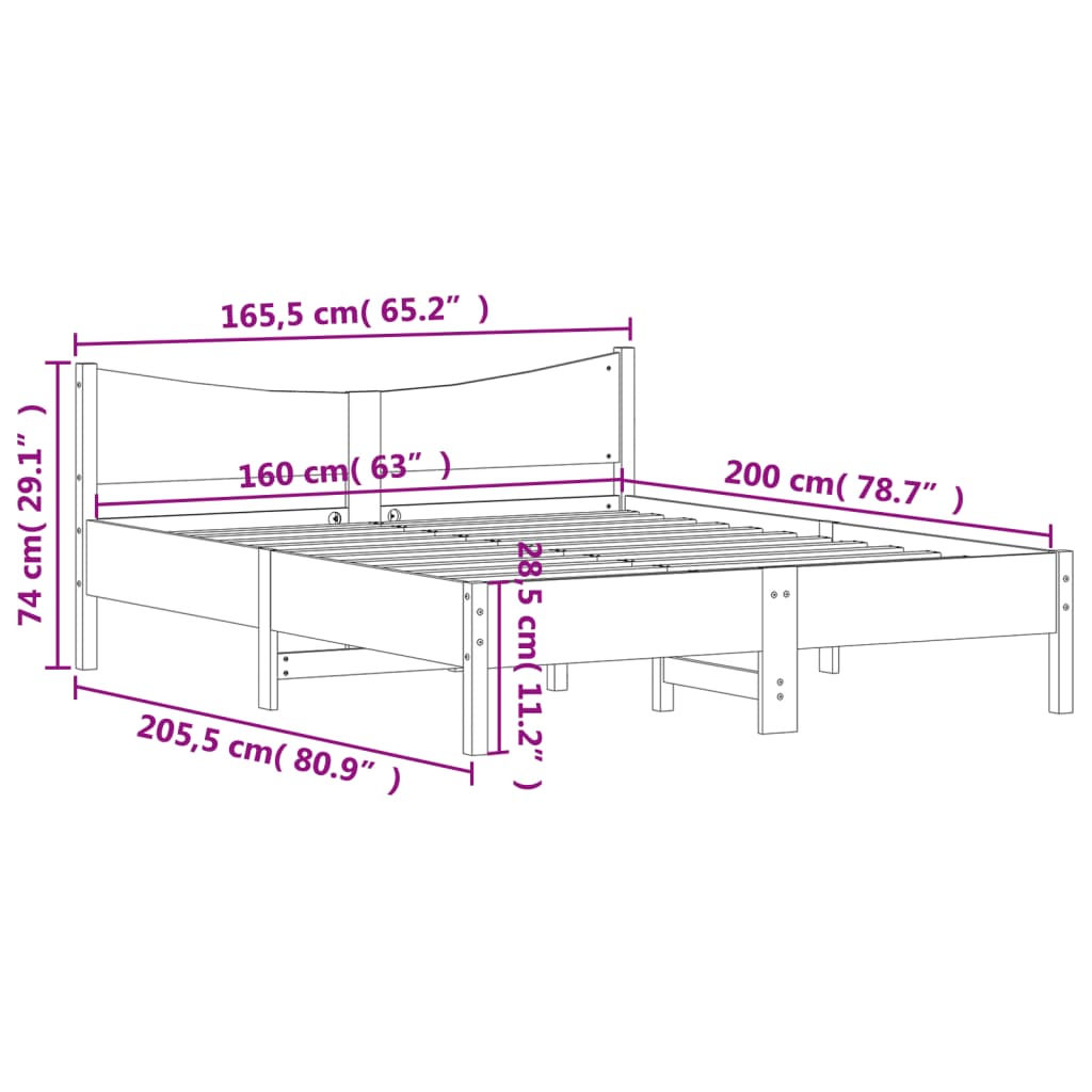 vidaXL Posteľ bez matraca biela 160x200 cm masívna borovica