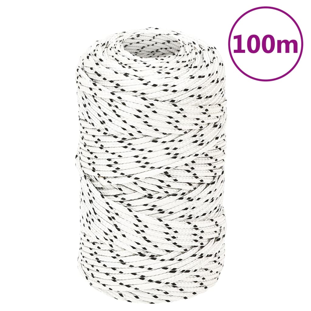 vidaXL Pletené lodné lano biele 2 mm x 100 m polyester