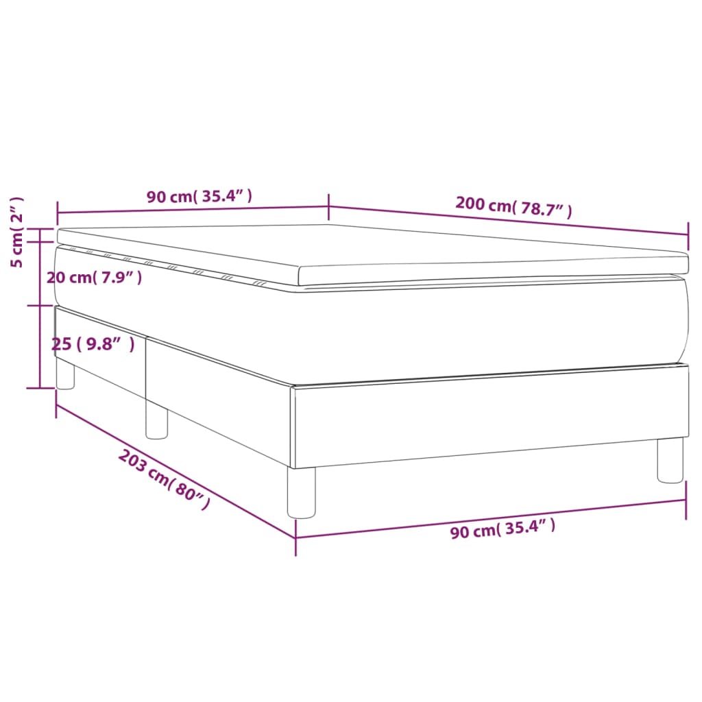 vidaXL Posteľný rám boxsping s matracom krémový 90x200 cm látka