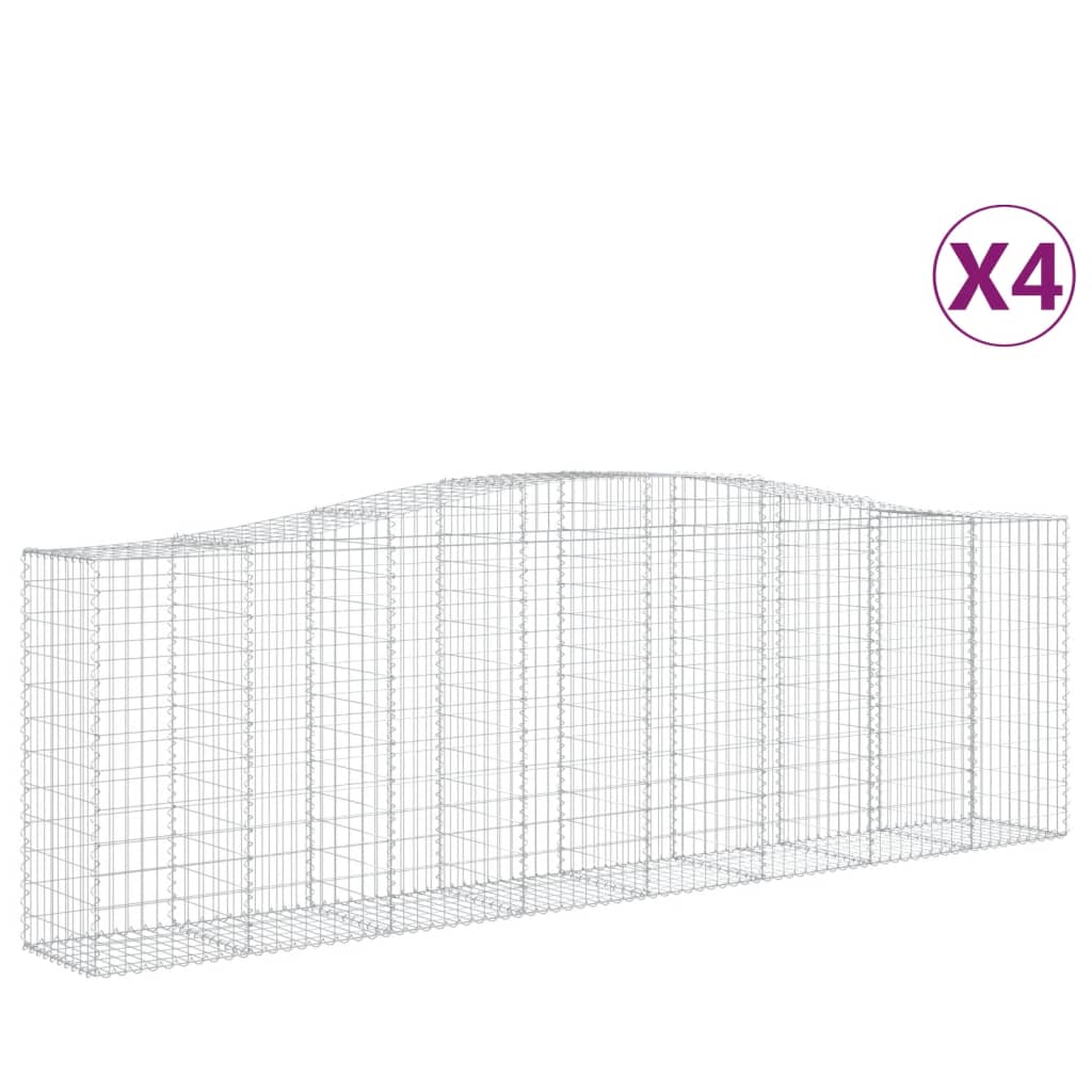 vidaXL Oblúkové gabionové koše 4 ks 400x50x120/140 cm pozink. železo