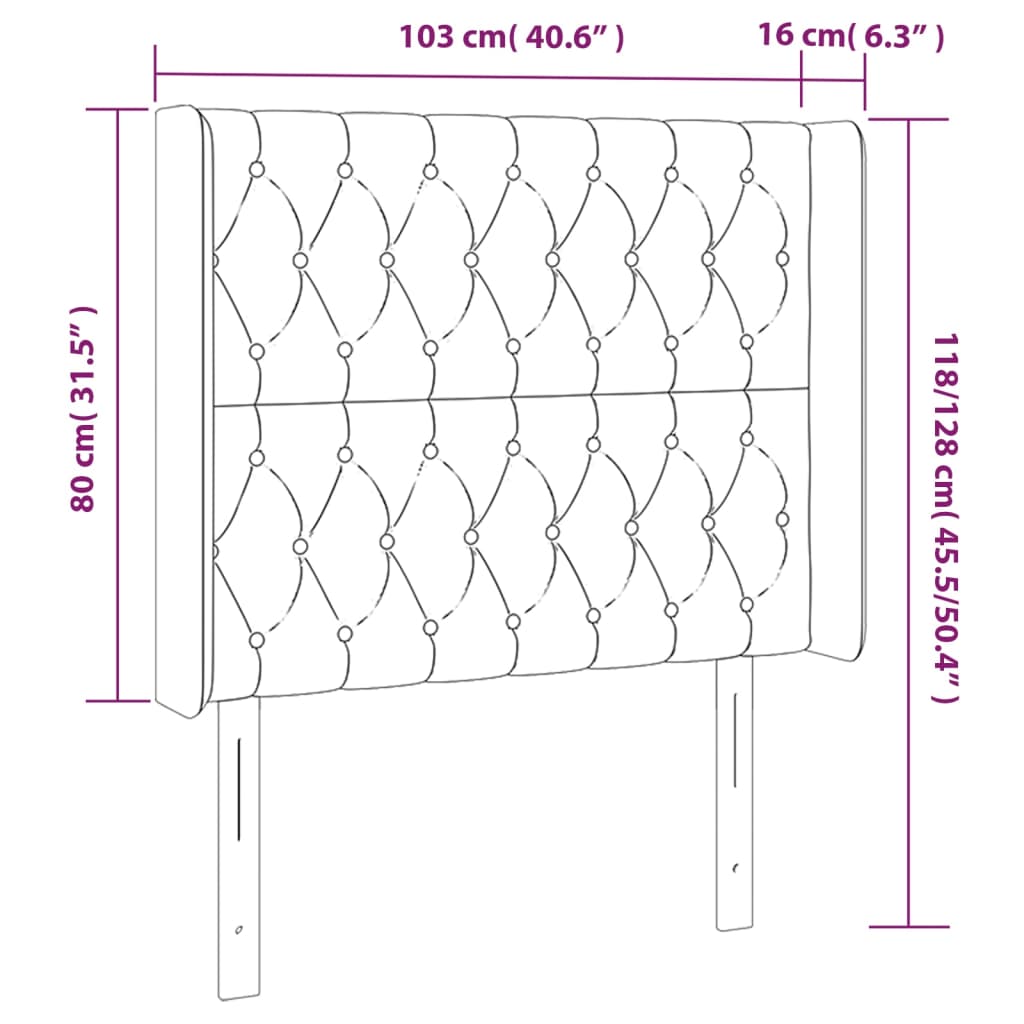 vidaXL Čelo postele s LED tmavohendé 103x16x118/128 cm látka