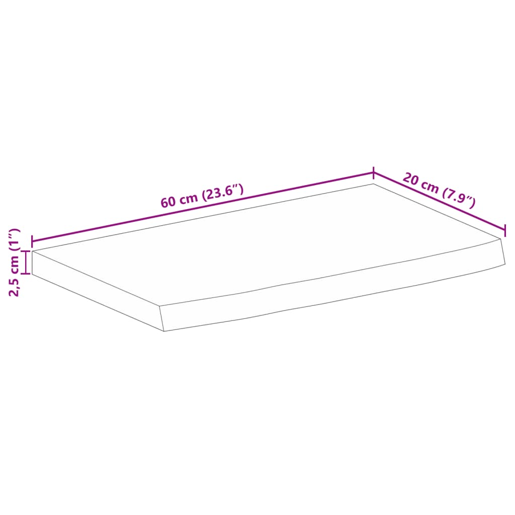 vidaXL Stolová doska živá hrana 60x20x2,5 cm masívne mango