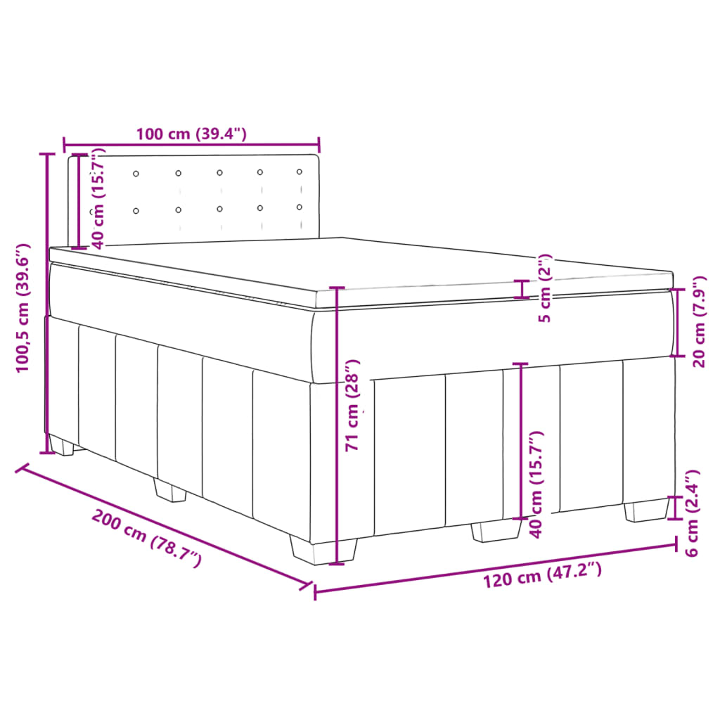 vidaXL Boxspring posteľ s matracom bledosivá 120x200 cm látka