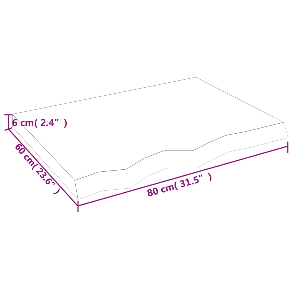 vidaXL Stolová doska 80x60x(2-6) cm neošetrený dubový masív