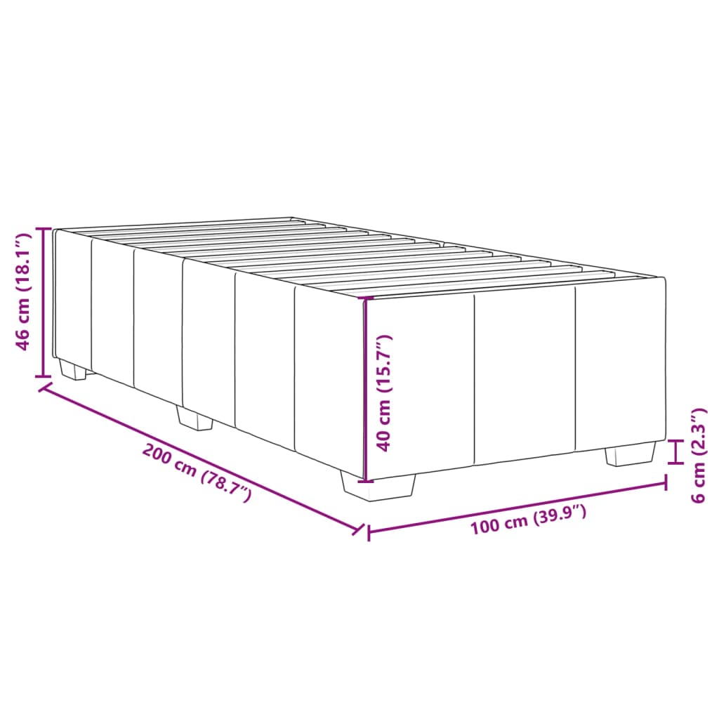 vidaXL Posteľ bez matraca tmavohnedá 100x200 cm látka