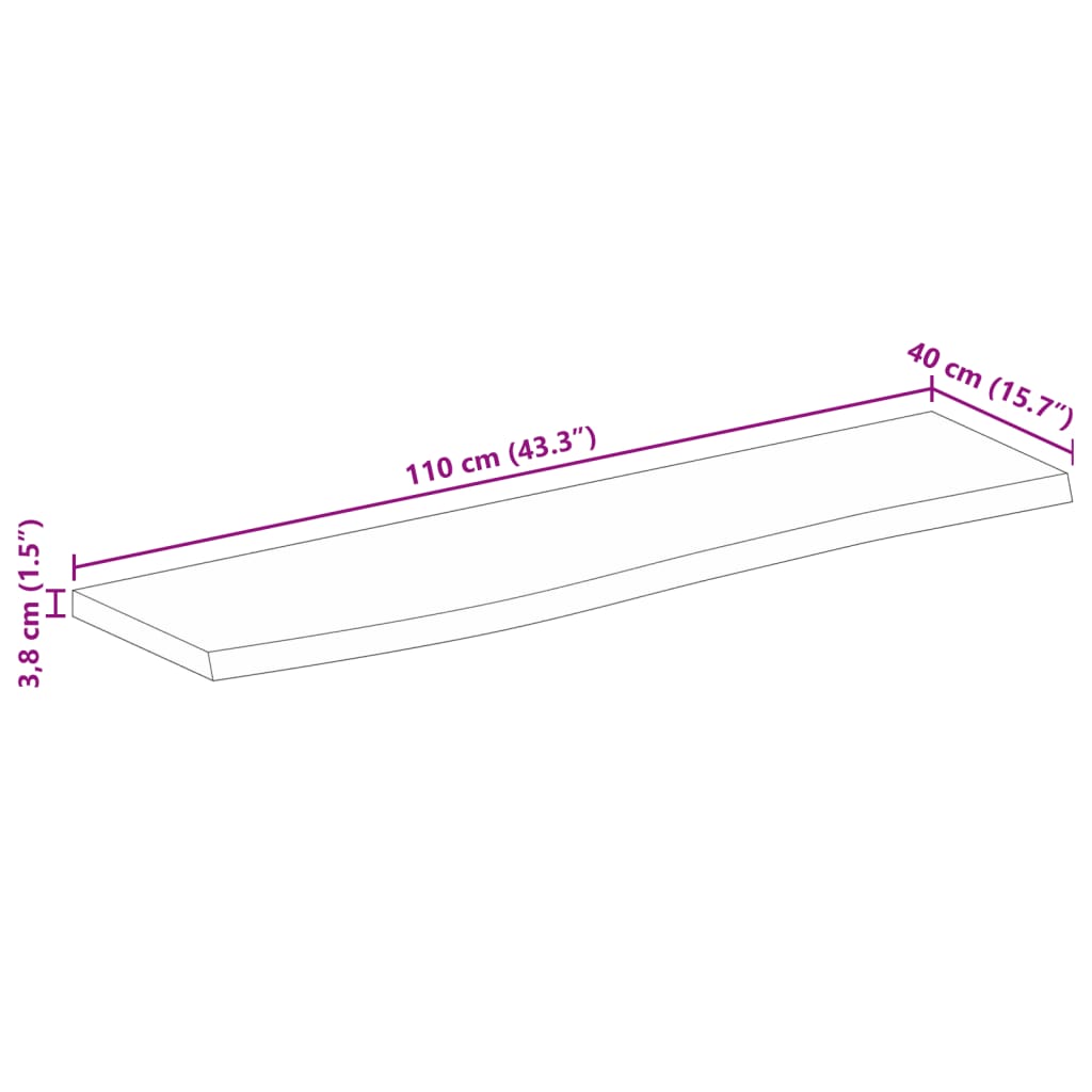 vidaXL Stolová doska 110x40x3,8 cm živý okraj masívny mangovník