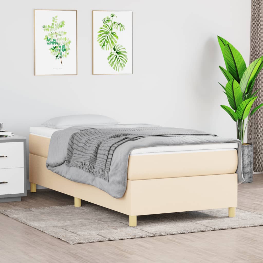 vidaXL Boxspring posteľ s matracom krémová 100x200 cm látka