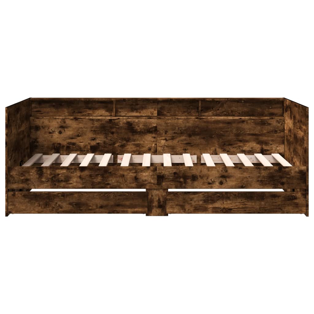 vidaXL Denná posteľ so zásuvkami dymový dub 75x190 cm kompozitné drevo