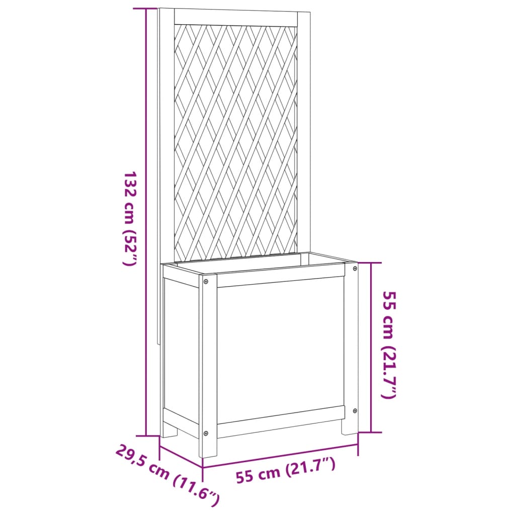 vidaXL Kvetináč s mriežkou 55x29,5x132 cm akáciový masív