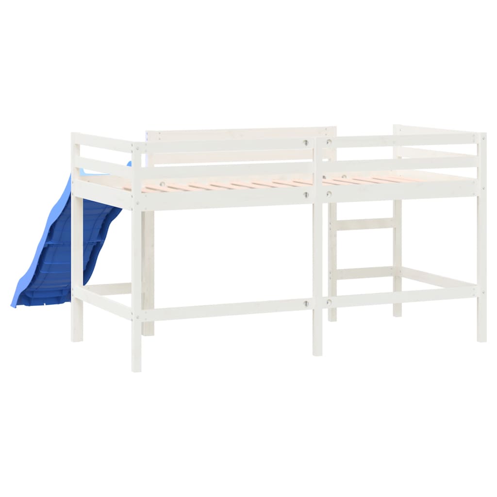 vidaXL Detská vyvýšená posteľ šmýkačka biela 90x200cm masívna borovica