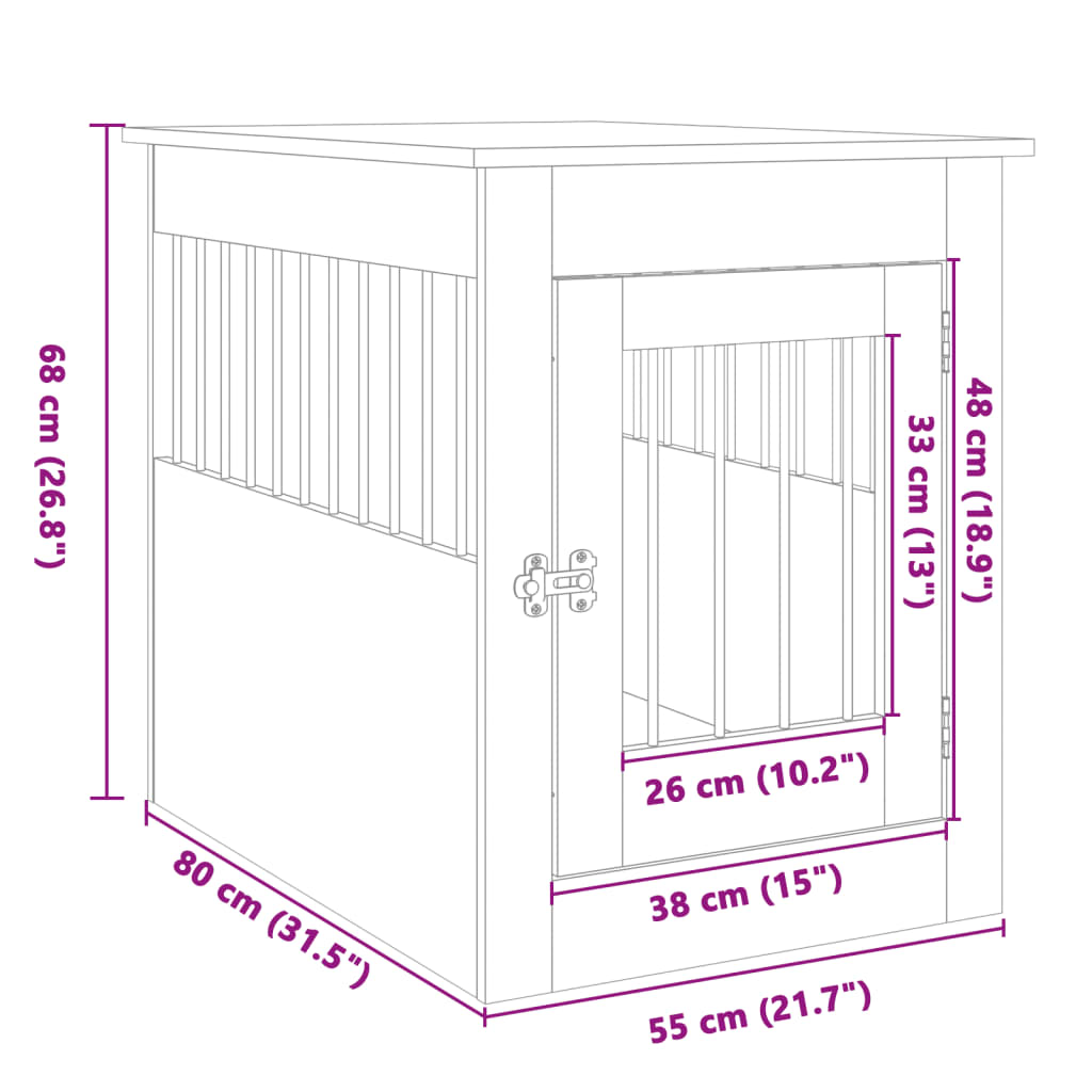 vidaXL Nábytková prepravka pre psa dub sonoma 55x80x68 cm kompoz.drevo