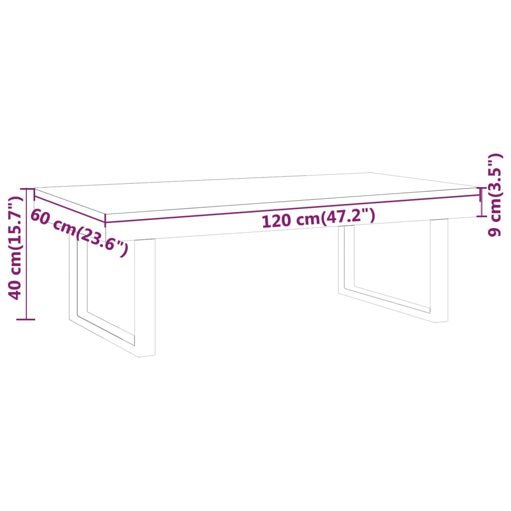 vidaXL Konferenčný stolík tmavohnedý a čierny 120x60x40cm MDF a železo