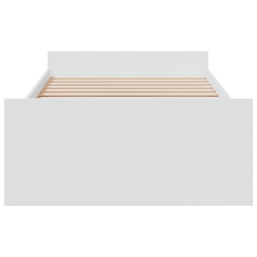 vidaXL Posteľný rám so zásuvkami biely 90x190 cm kompozitné drevo