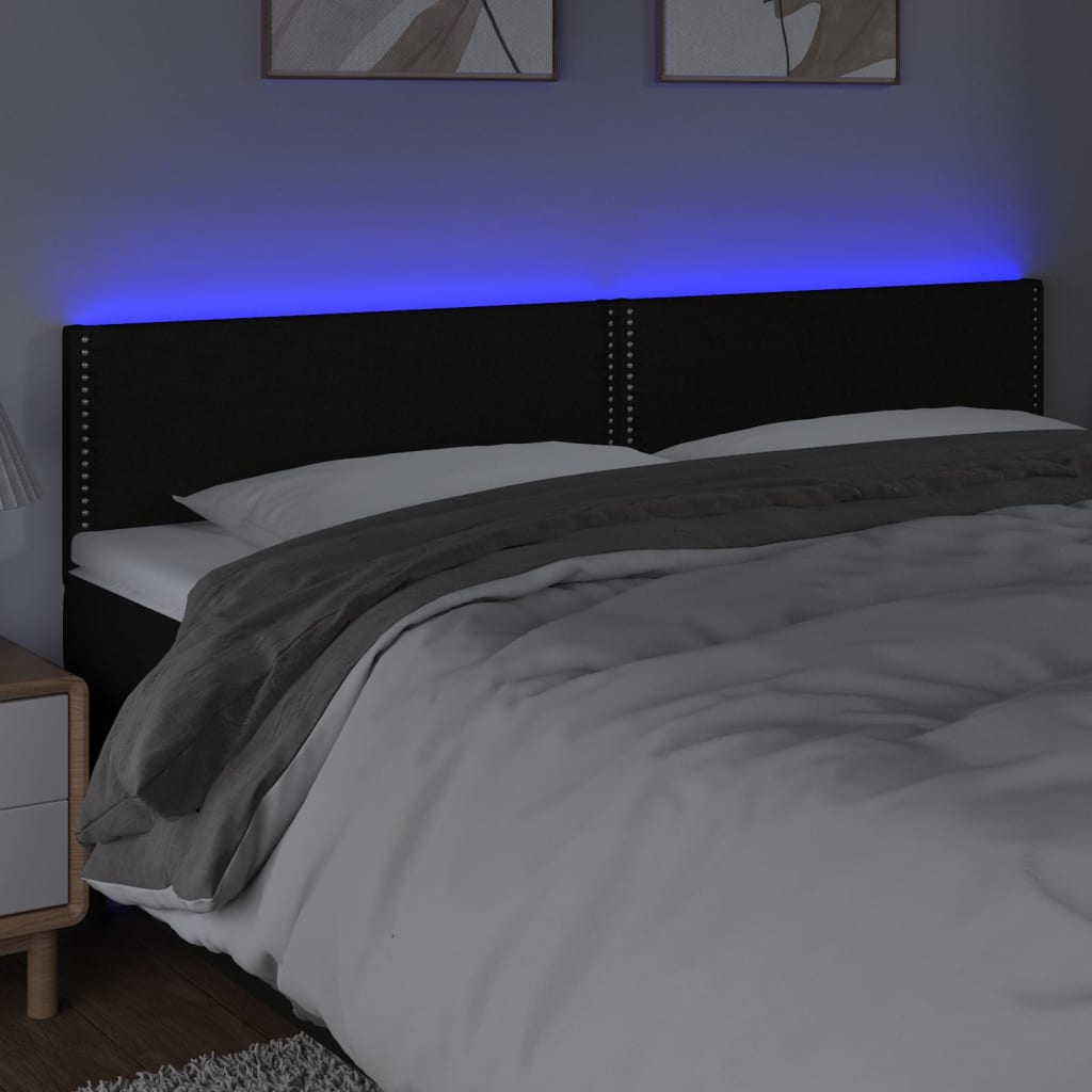 vidaXL Čelo postele s LED čierne 200x5x78/88 cm látka