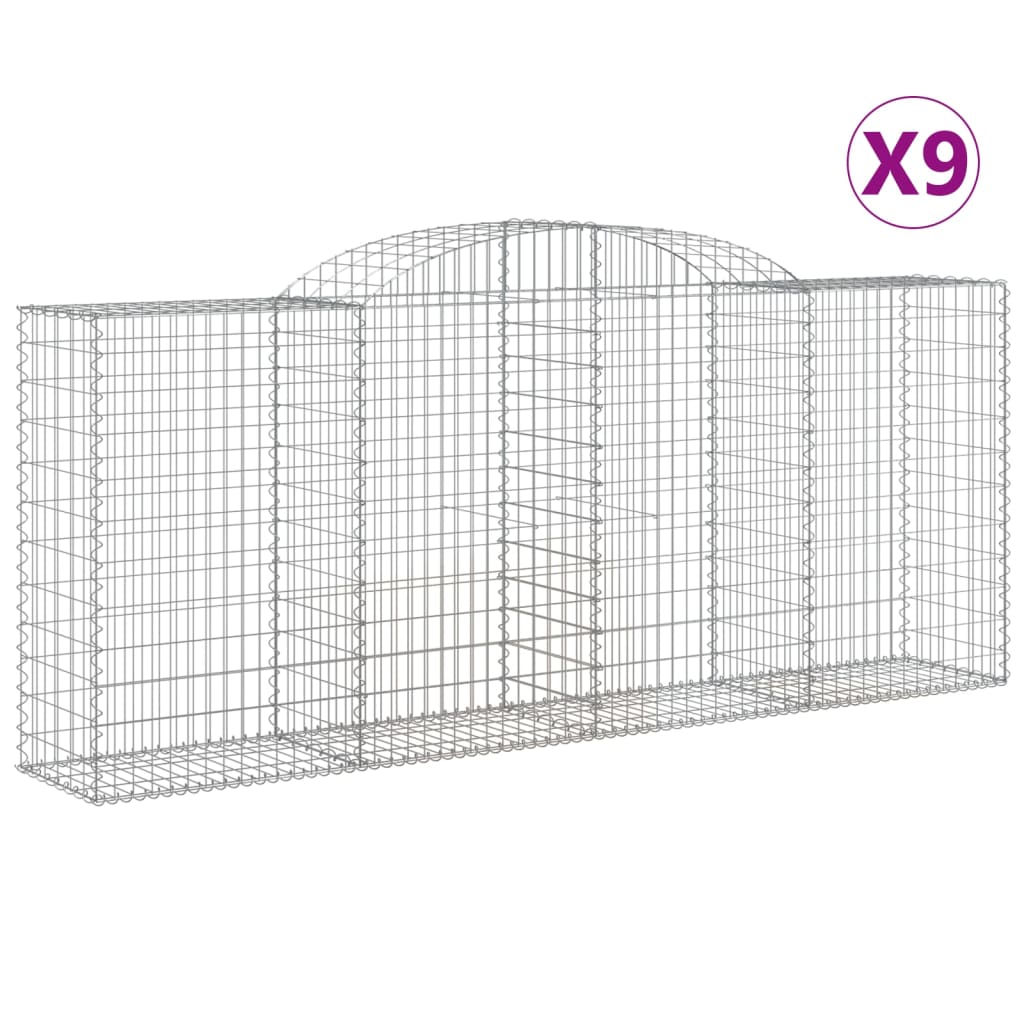 vidaXL Oblúkové gabionové koše 9 ks 300x50x120/140 cm pozink. železo