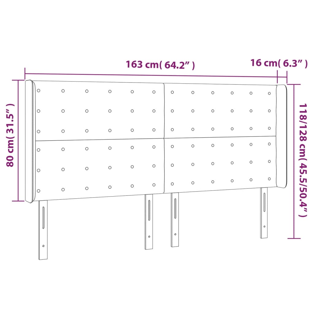 vidaXL Čelo postele so záhybmi čierne 163x16x118/128 cm zamat