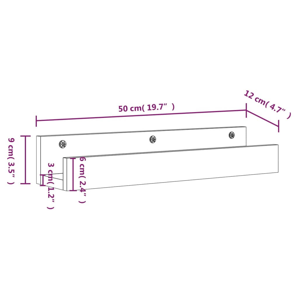 vidaXL Nástenné skrinky 2 ks sivé 50x12x9 cm masívna borovica