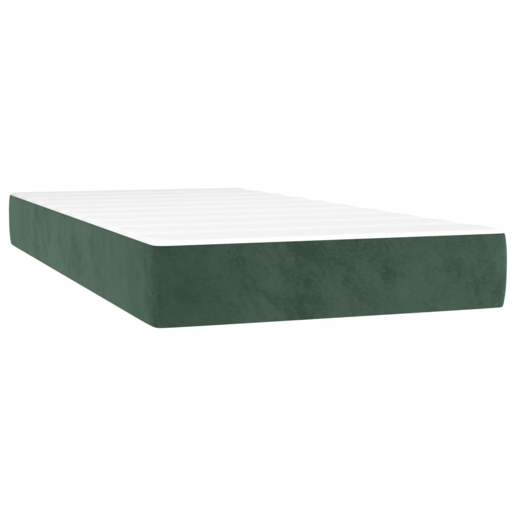 vidaXL Boxspring posteľ s matracom a LED, tmavozelená 120x190cm, zamat