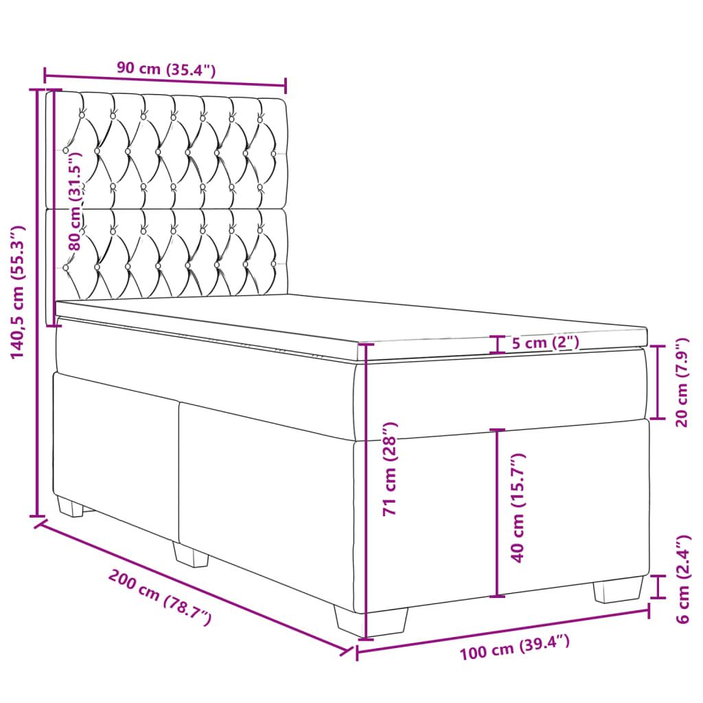 vidaXL Boxspring posteľ s matracom tmavosivá 100x200 cm látka