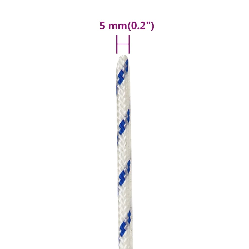 vidaXL Lodné lano biele 5 mm 500 m polypropylén