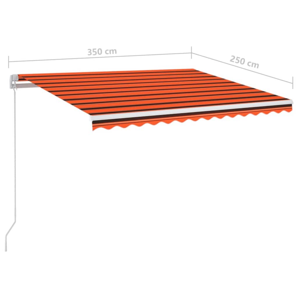 vidaXL Ručne zaťahovacia markíza s LED 350x250 cm oranžovo-hnedá