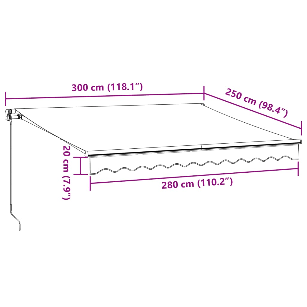 vidaXL Ručne zaťahovacia markíza s LED antracit a biela 400x350 cm