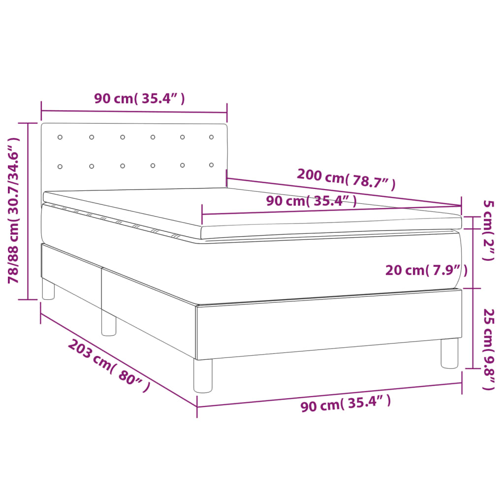 vidaXL Boxspring posteľ s matracom biela 90x200 cm umelá koža