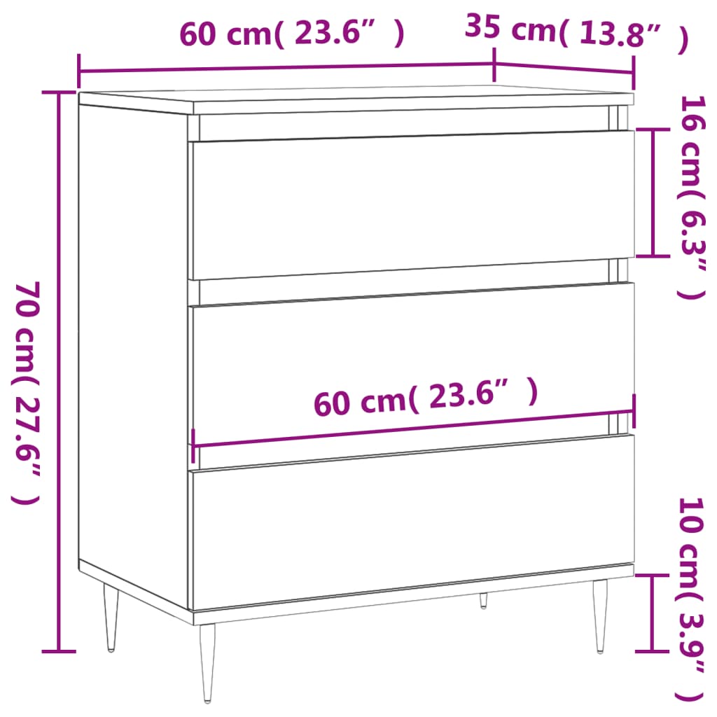 vidaXL Komoda biela 60x35x70 cm spracované drevo