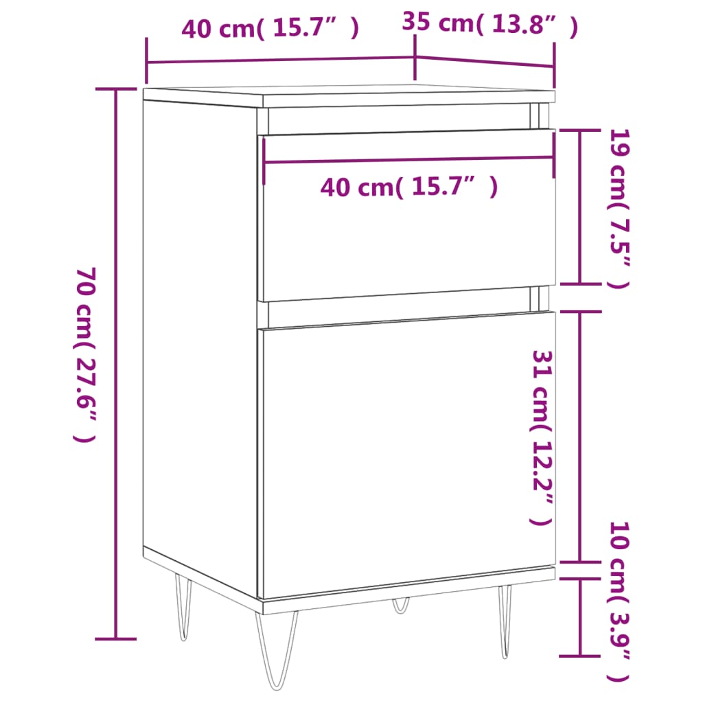 vidaXL Komody 2 ks biele 40x35x70 cm kompozitné drevo