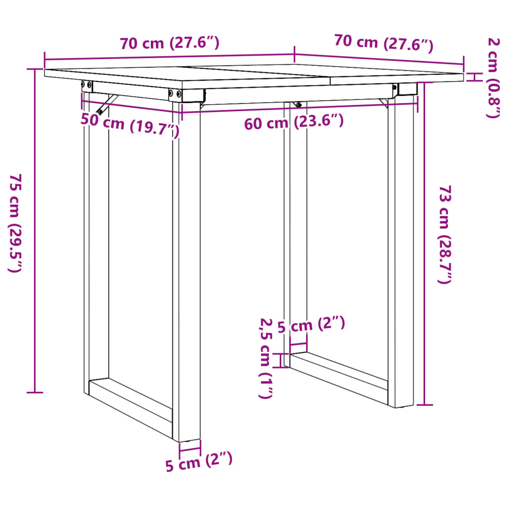 vidaXL Jedálenský stolík v tvare O 70x70x75 cm borovica a liatina