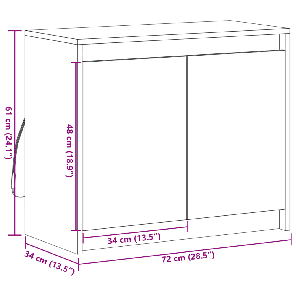 vidaXL Komoda s LED dymový dub 72x34x61 cm kompozitné drevo