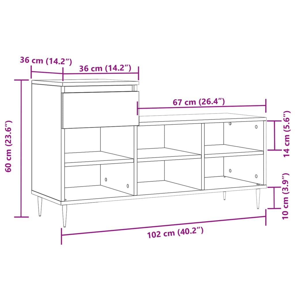 vidaXL Botník biely 102x36x60 cm spracované drevo