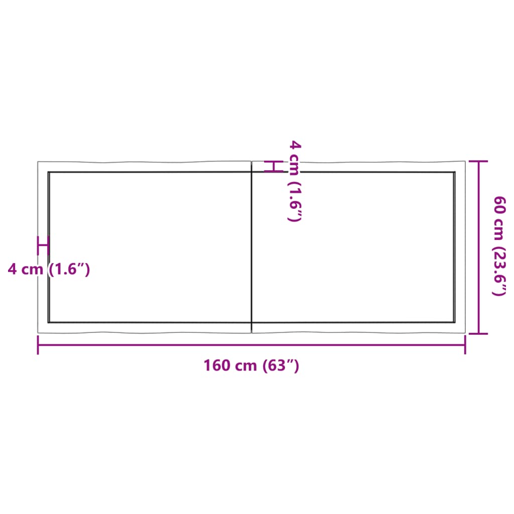 vidaXL Stolová doska 160x60x(2-6) cm neošetrený masív živé hrany