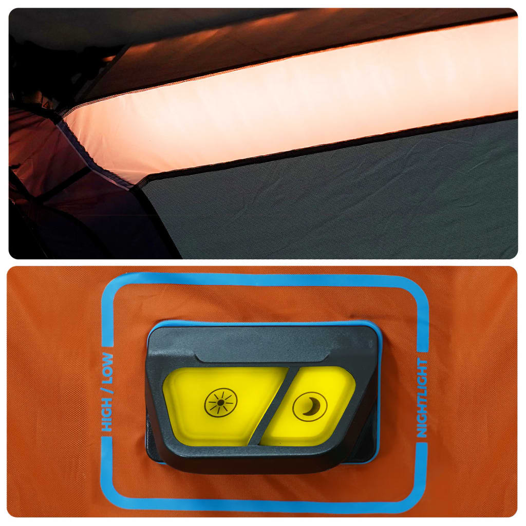 vidaXL Rodinný stan s LED, 6 osôb, svetlosivo oranžový, rýchloupínací