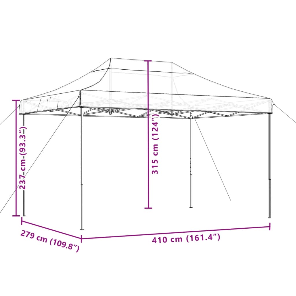 vidaXL Skladací pop-up párty stan oranžový 410x279x315 cm