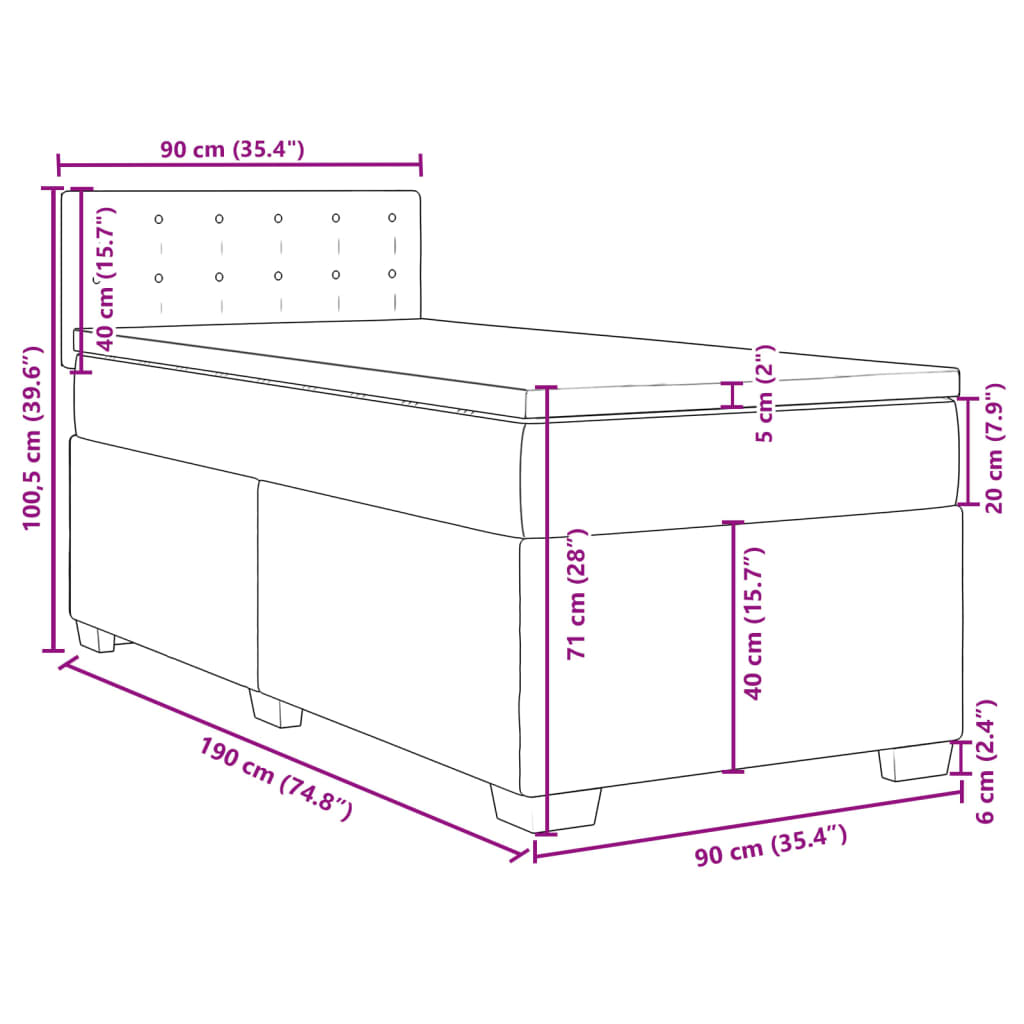 vidaXL Boxspring posteľ s matracom sivá 90x190 cm umelá koža