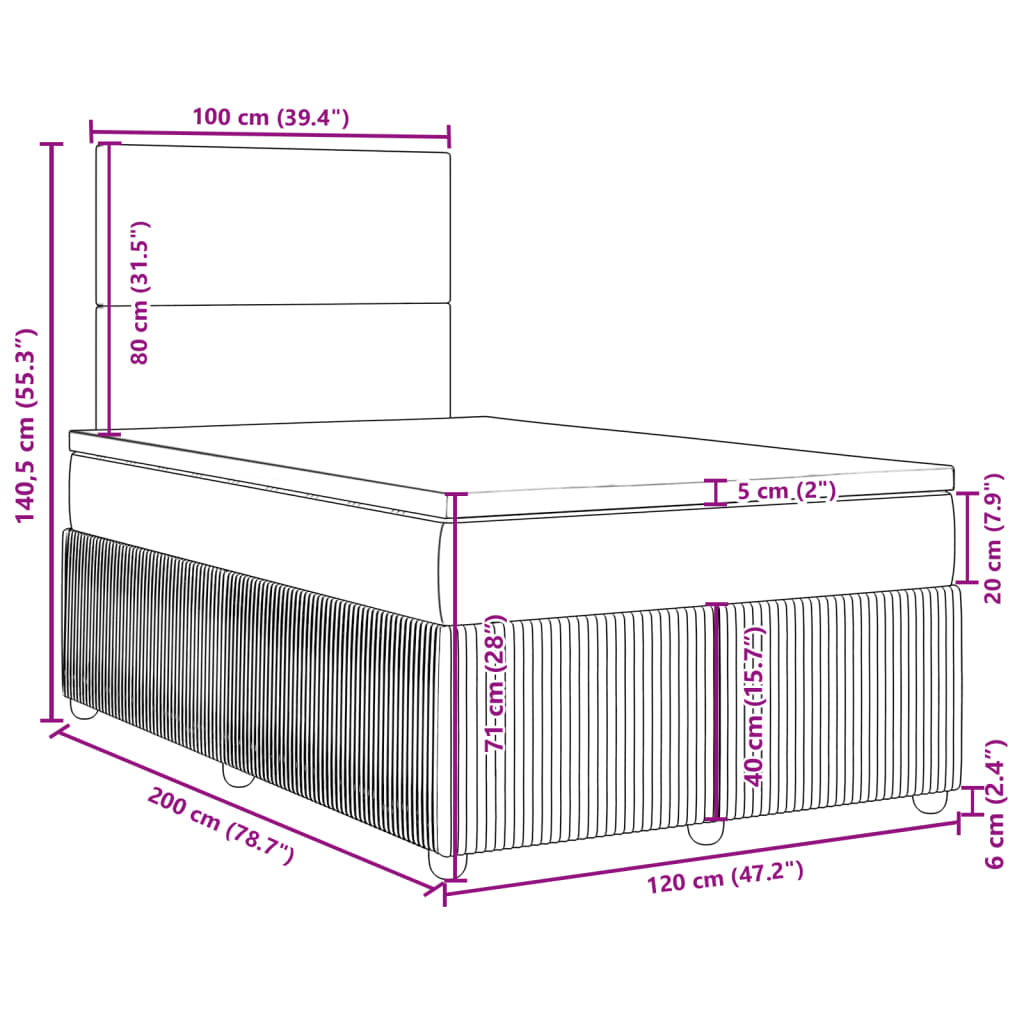 vidaXL Boxspring posteľ s matracom bledosivá 120x200 cm látka